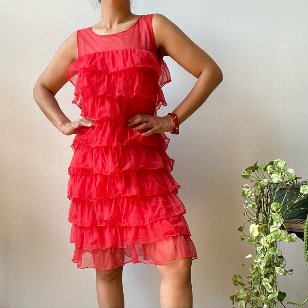 Elegant Red Ruffle Dress